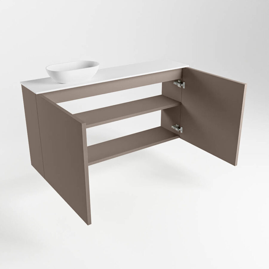 MONDIAZ FOWY toiletmeubel 100cm kleur smoke. Waskom positie links kleur talc | talc. Zonder kraangat - Afbeelding 6