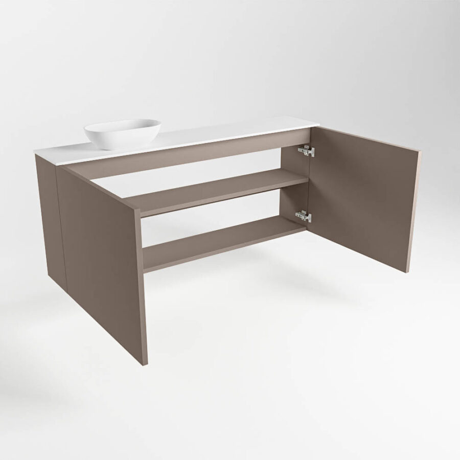 MONDIAZ FOWY toiletmeubel 120cm kleur smoke. Waskom positie links kleur talc | talc. Met 1 kraangat - Afbeelding 6
