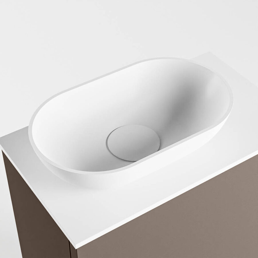 MONDIAZ FOWY toiletmeubel 40cm kleur smoke. Waskom positie links kleur talc | talc. Met 1 kraangat - Afbeelding 7