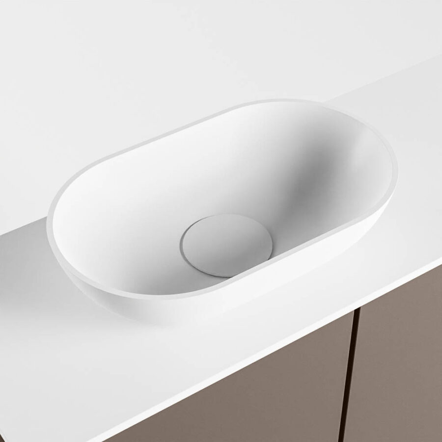 MONDIAZ FOWY toiletmeubel 60cm kleur smoke. Waskom positie links kleur talc | talc. Zonder kraangat - Afbeelding 7