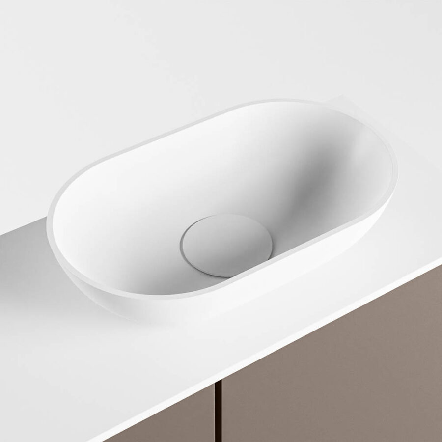 MONDIAZ FOWY toiletmeubel 60cm kleur smoke. Waskom positie rechts kleur talc | talc. Zonder kraangat - Afbeelding 7