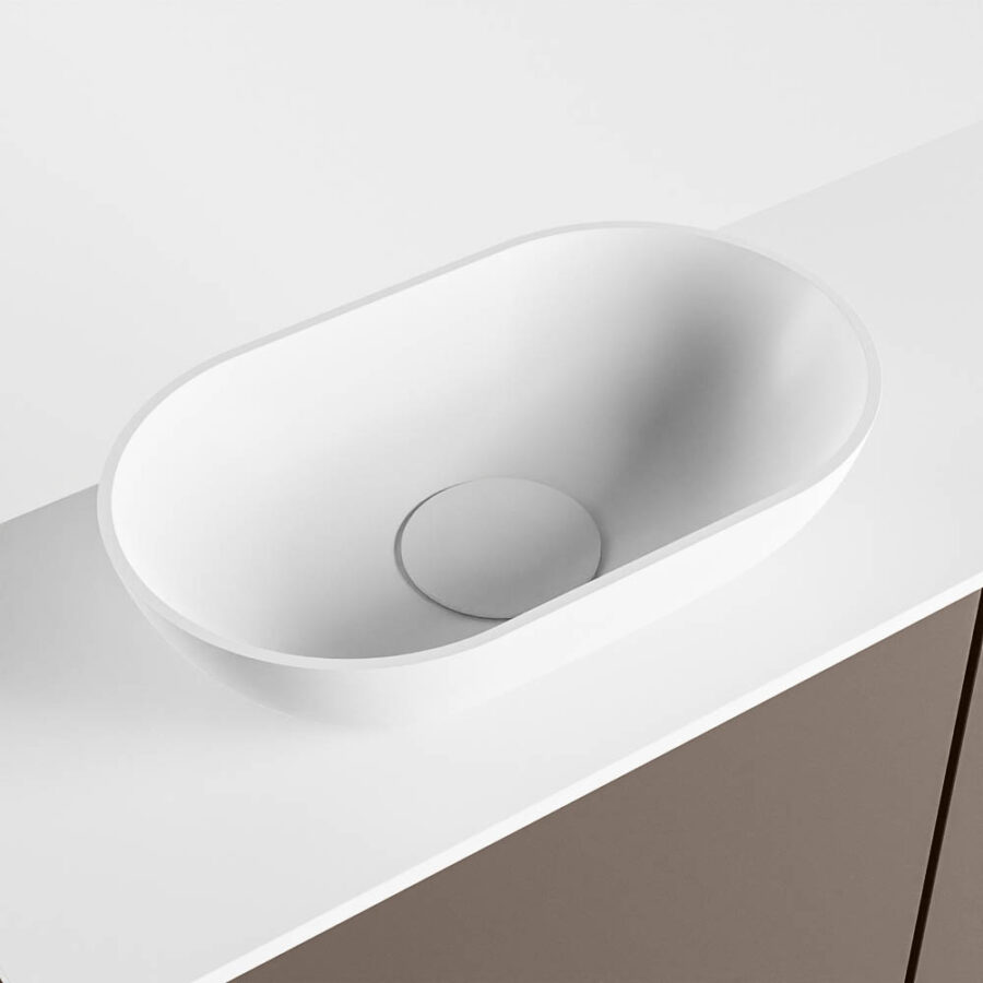 MONDIAZ FOWY toiletmeubel 80cm kleur smoke. Waskom positie links kleur talc | talc. Met 1 kraangat - Afbeelding 7