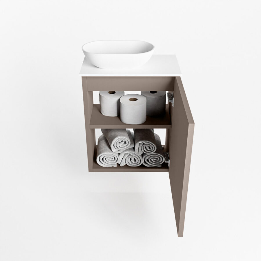 MONDIAZ FOWY toiletmeubel 40cm kleur smoke. Waskom positie links kleur talc | talc. Met 1 kraangat - Afbeelding 8