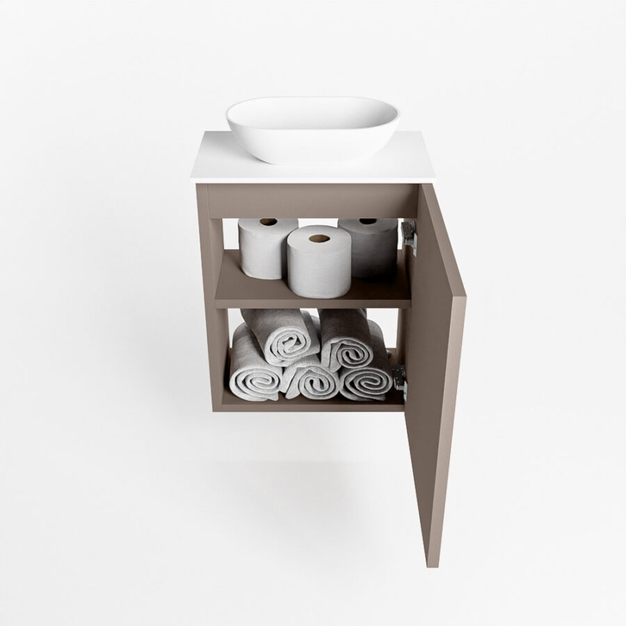 MONDIAZ FOWY toiletmeubel 40cm kleur smoke. Waskom positie midden kleur talc | talc. Zonder kraangat - Afbeelding 8