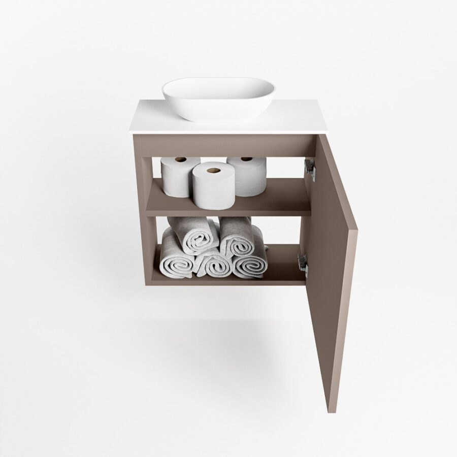 MONDIAZ FOWY toiletmeubel 50cm kleur smoke. Waskom positie links kleur talc | talc. Met 1 kraangat - Afbeelding 8