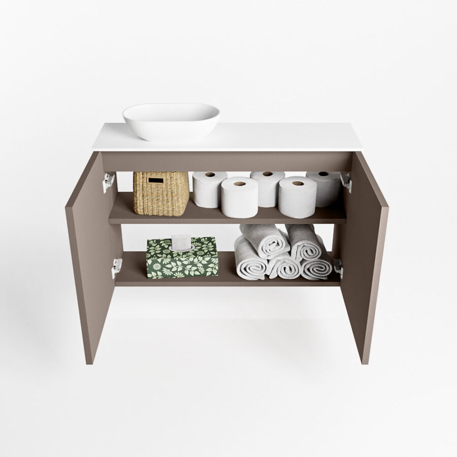 MONDIAZ FOWY toiletmeubel 80cm kleur smoke. Waskom positie links kleur talc | talc. Met 1 kraangat - Afbeelding 8