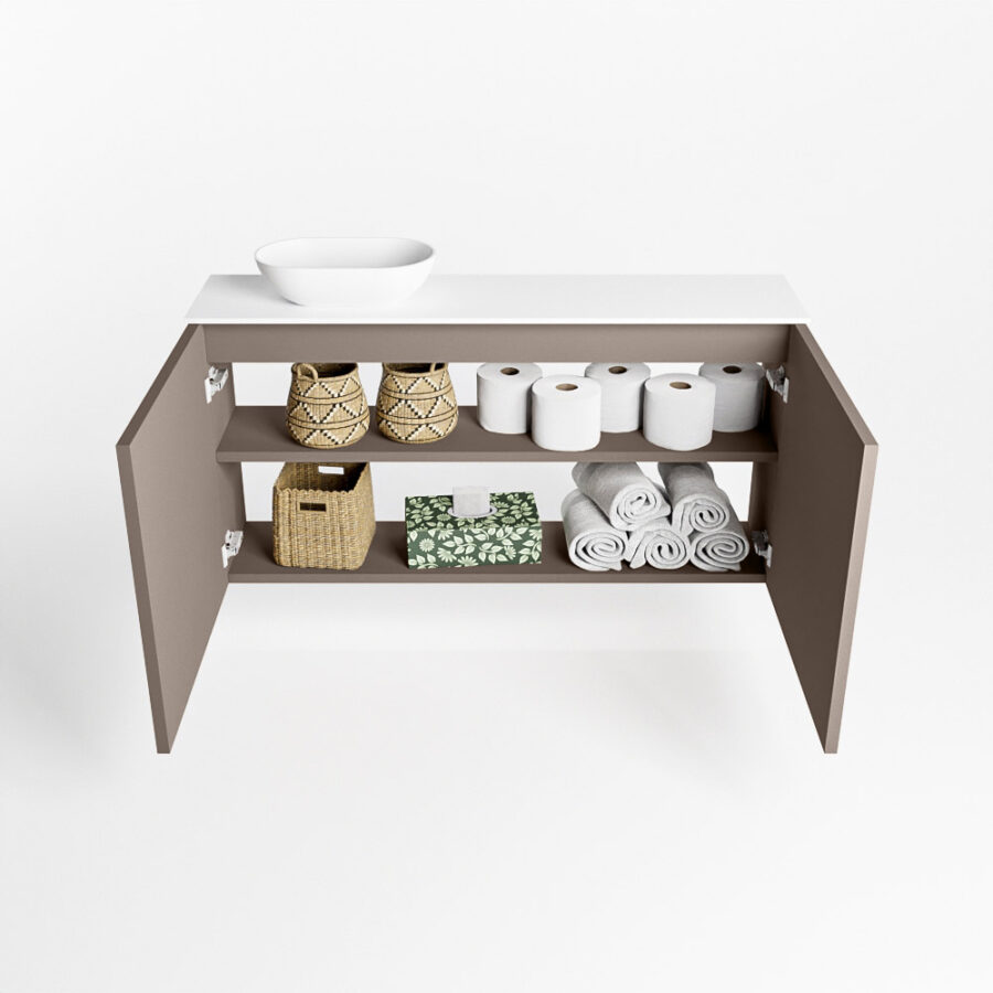 MONDIAZ FOWY toiletmeubel 100cm kleur smoke. Waskom positie links kleur talc | talc. Zonder kraangat - Afbeelding 8