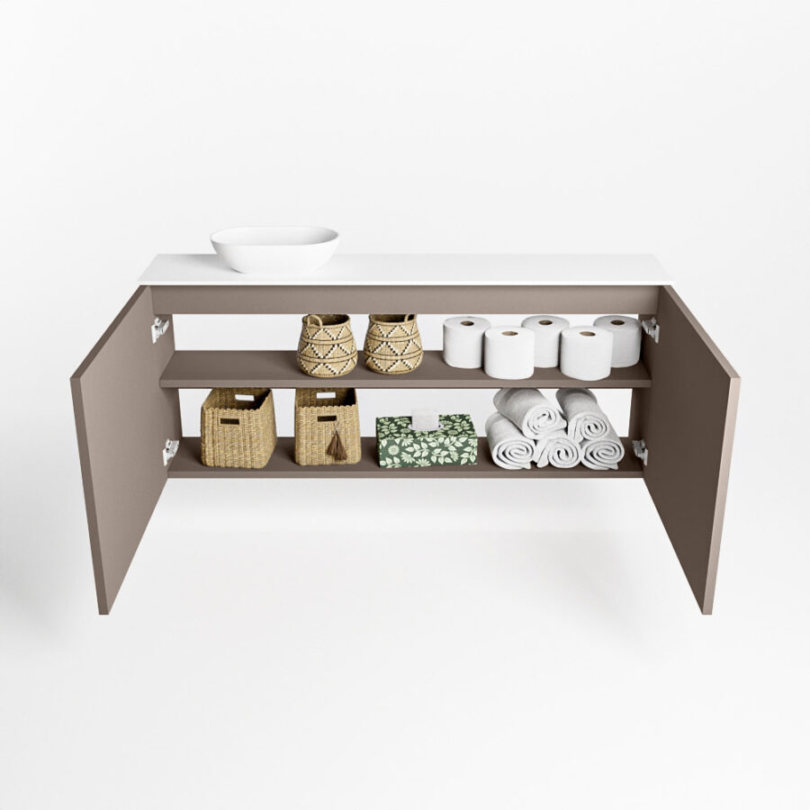 MONDIAZ FOWY toiletmeubel 120cm kleur smoke. Waskom positie links kleur talc | talc. Zonder kraangat - Afbeelding 8