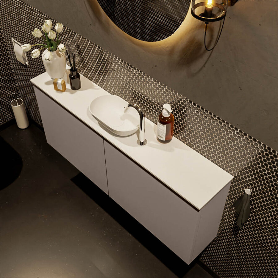 MONDIAZ FOWY toiletmeubel 120cm kleur smoke. Waskom positie midden kleur talc | talc. Met 1 kraangat - Afbeelding 3