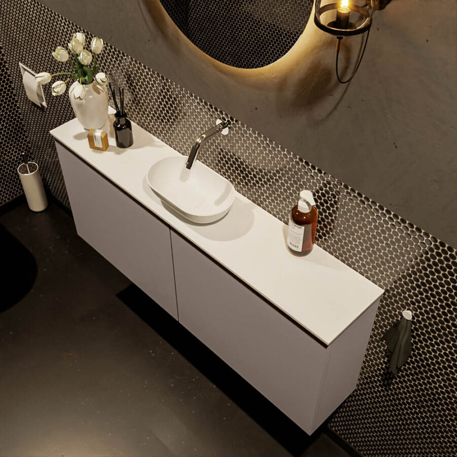 MONDIAZ FOWY toiletmeubel 120cm kleur smoke. Waskom positie midden kleur talc | talc. Zonder kraangat - Afbeelding 3
