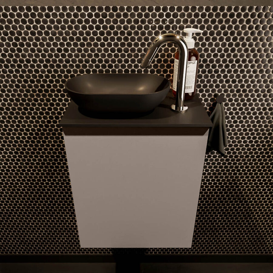 MONDIAZ FOWY toiletmeubel 40cm kleur smoke. Waskom positie links kleur urban | urban. Met 1 kraangat - Afbeelding 2