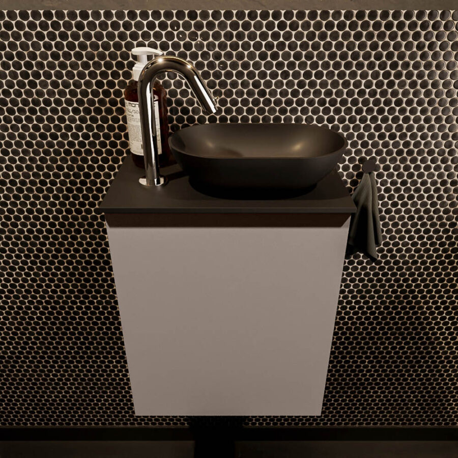 MONDIAZ FOWY toiletmeubel 40cm kleur smoke. Waskom positie rechts kleur urban | urban. Met 1 kraangat - Afbeelding 2