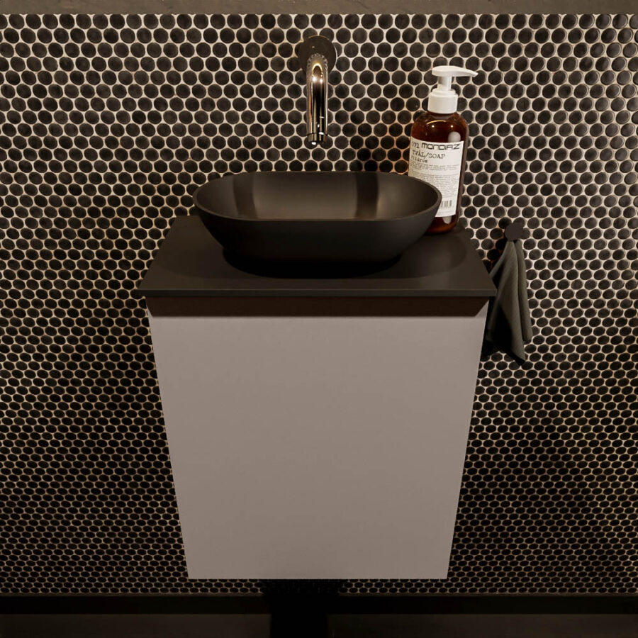 MONDIAZ FOWY toiletmeubel 40cm kleur smoke. Waskom positie midden kleur urban | urban. Zonder kraangat - Afbeelding 2