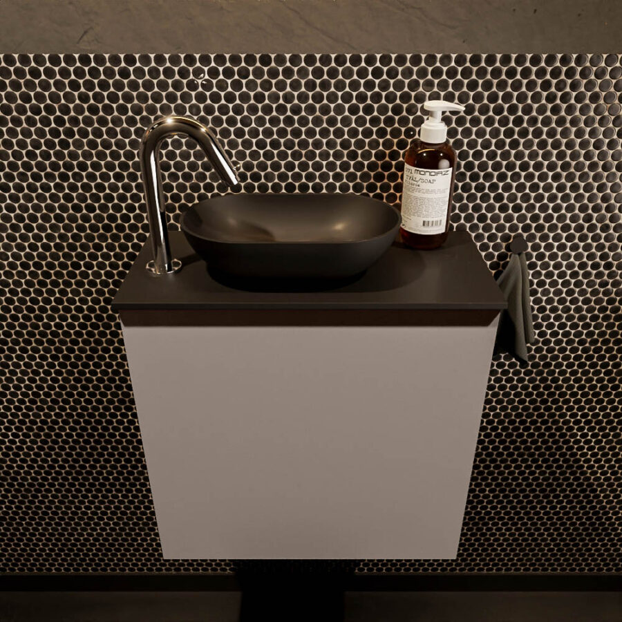 MONDIAZ FOWY toiletmeubel 50cm kleur smoke. Waskom positie links kleur urban | urban. Met 1 kraangat - Afbeelding 2