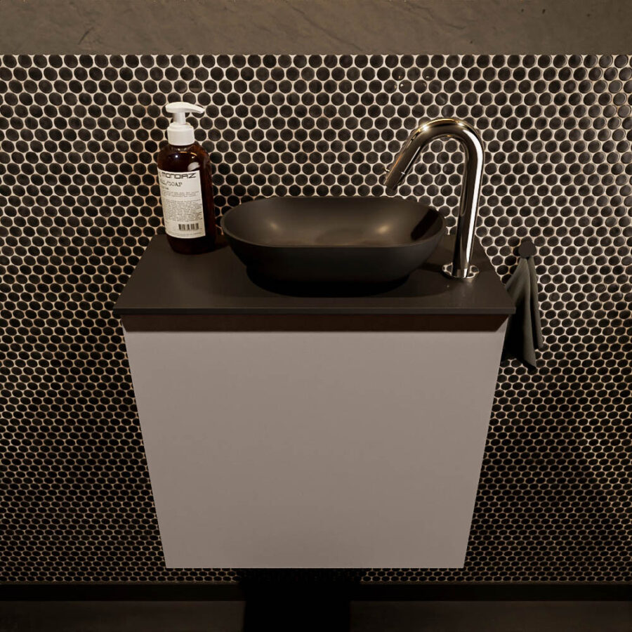 MONDIAZ FOWY toiletmeubel 50cm kleur smoke. Waskom positie rechts kleur urban | urban. Met 1 kraangat - Afbeelding 2