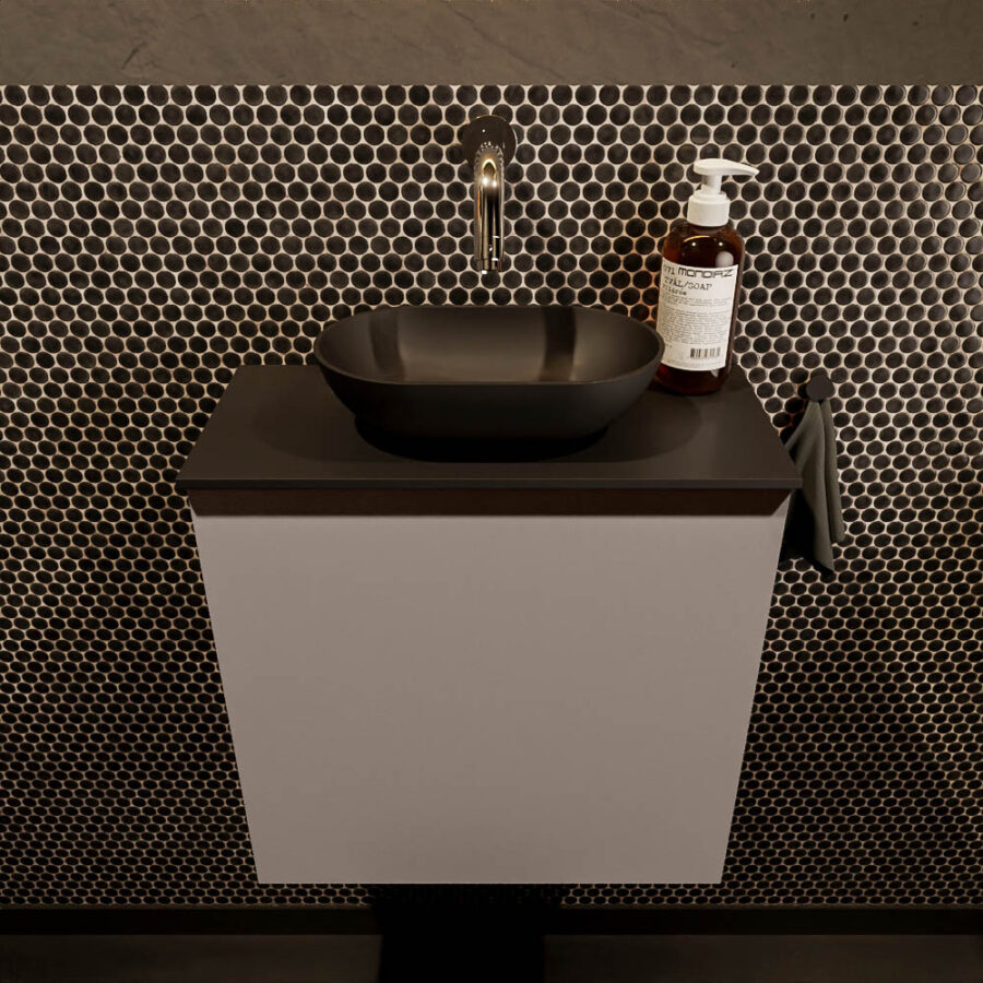 MONDIAZ FOWY toiletmeubel 50cm kleur smoke. Waskom positie midden kleur urban | urban. Zonder kraangat - Afbeelding 2
