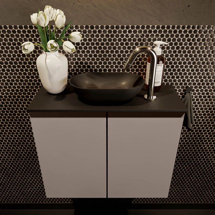 MONDIAZ FOWY toiletmeubel 60cm kleur smoke. Waskom positie midden kleur urban | urban. Met 1 kraangat - Afbeelding 2