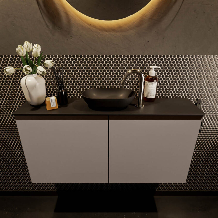 MONDIAZ FOWY toiletmeubel 100cm kleur smoke. Waskom positie midden kleur urban | urban. Met 1 kraangat - Afbeelding 2