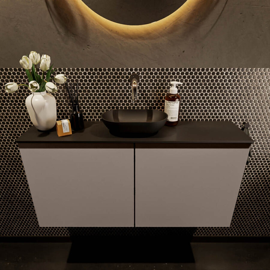 MONDIAZ FOWY toiletmeubel 100cm kleur smoke. Waskom positie midden kleur urban | urban. Zonder kraangat - Afbeelding 2