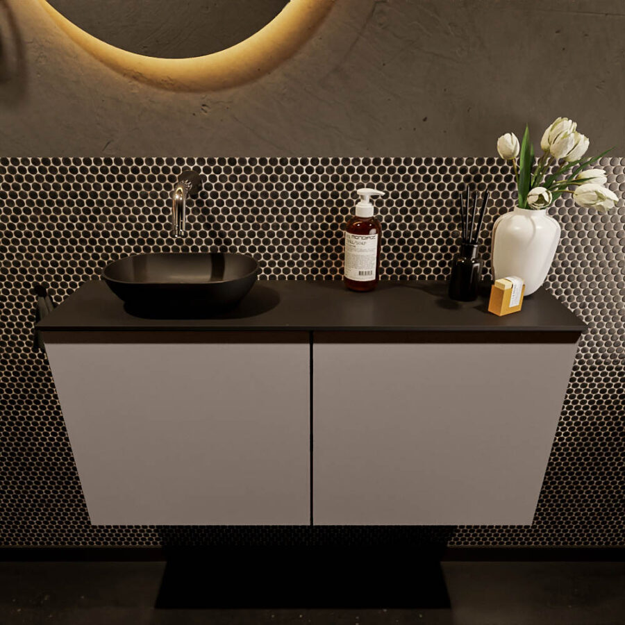 MONDIAZ FOWY toiletmeubel 100cm kleur smoke. Waskom positie links kleur urban | urban. Zonder kraangat - Afbeelding 2