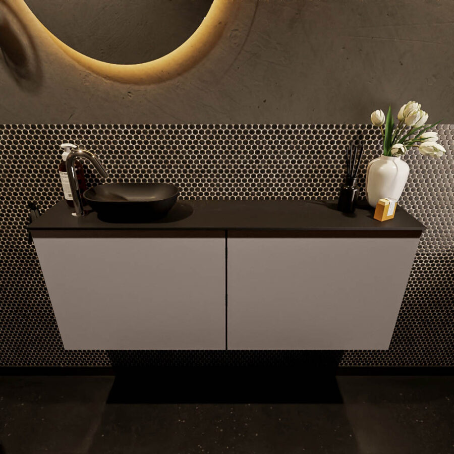 MONDIAZ FOWY toiletmeubel 120cm kleur smoke. Waskom positie links kleur urban | urban. Met 1 kraangat - Afbeelding 2