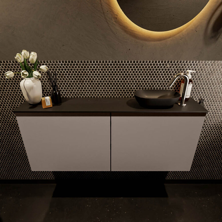 MONDIAZ FOWY toiletmeubel 120cm kleur smoke. Waskom positie rechts kleur urban | urban. Met 1 kraangat - Afbeelding 2