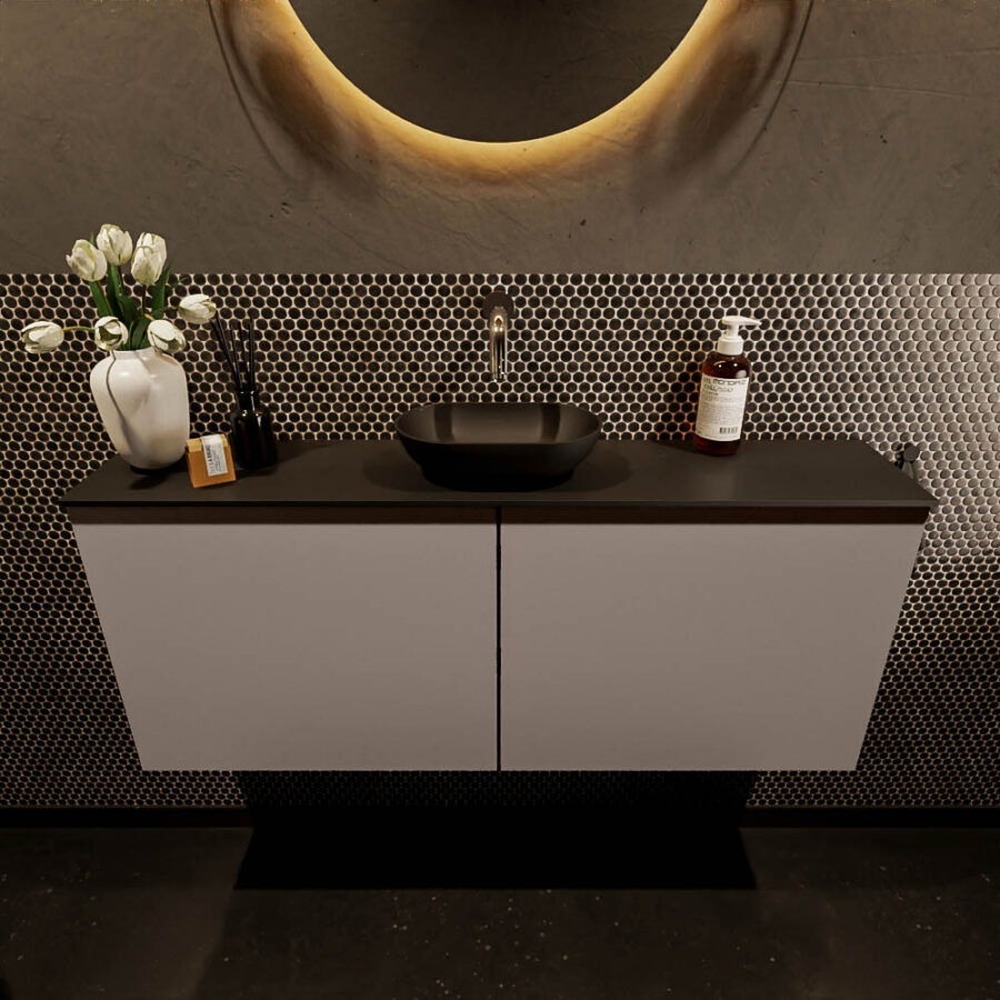 MONDIAZ FOWY toiletmeubel 120cm kleur smoke. Waskom positie midden kleur urban | urban. Zonder kraangat - Afbeelding 2