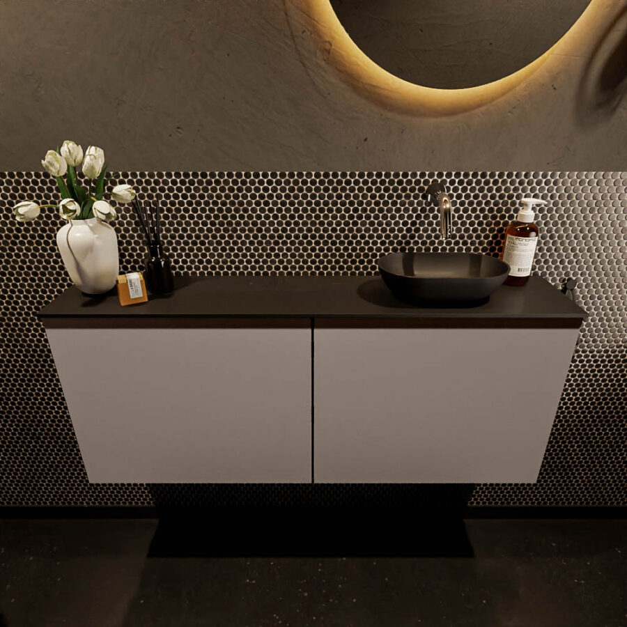 MONDIAZ FOWY toiletmeubel 120cm kleur smoke. Waskom positie rechts kleur urban | urban. Zonder kraangat - Afbeelding 2