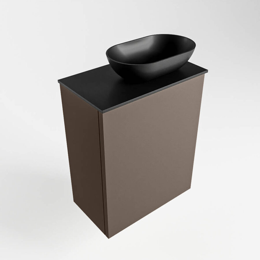 MONDIAZ FOWY toiletmeubel 40cm kleur smoke. Waskom positie rechts kleur urban | urban. Met 1 kraangat - Afbeelding 4