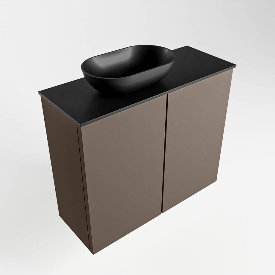 MONDIAZ FOWY toiletmeubel 60cm kleur smoke. Waskom positie links kleur urban | urban. Zonder kraangat - Afbeelding 4