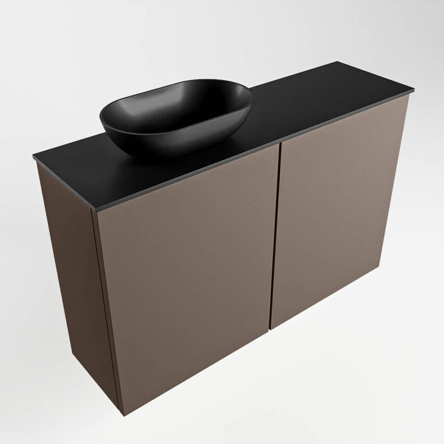 MONDIAZ FOWY toiletmeubel 80cm kleur smoke. Waskom positie links kleur urban | urban. Met 1 kraangat - Afbeelding 4