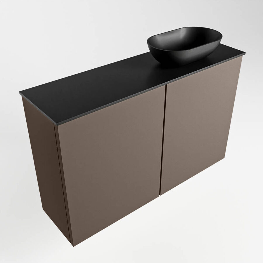 MONDIAZ FOWY toiletmeubel 80cm kleur smoke. Waskom positie rechts kleur urban | urban. Zonder kraangat - Afbeelding 4