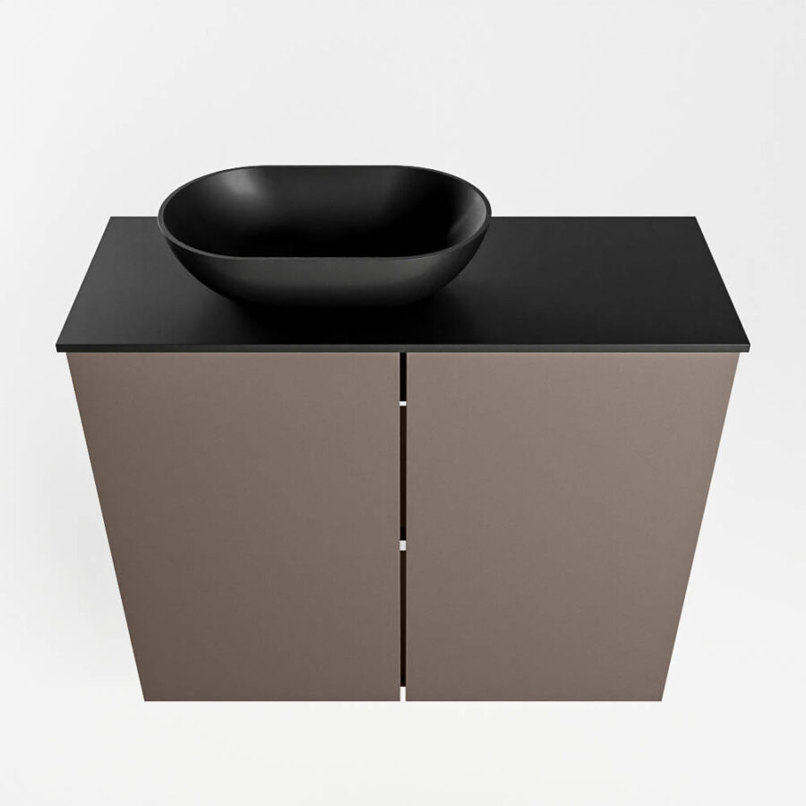 MONDIAZ FOWY toiletmeubel 60cm kleur smoke. Waskom positie links kleur urban | urban. Zonder kraangat - Afbeelding 5