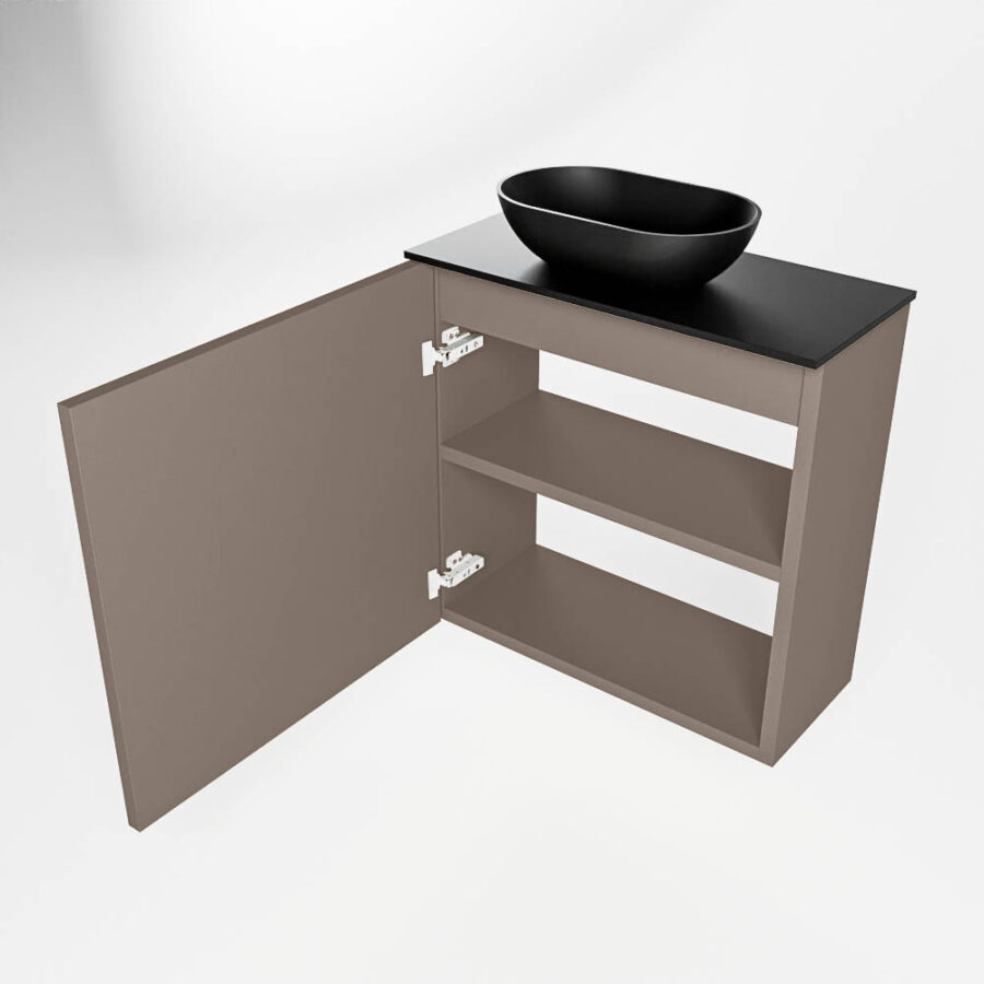MONDIAZ FOWY toiletmeubel 50cm kleur smoke. Waskom positie links kleur urban | urban. Met 1 kraangat - Afbeelding 6