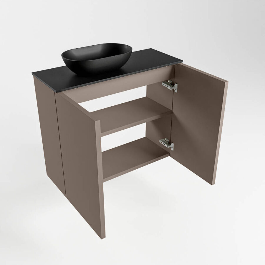 MONDIAZ FOWY toiletmeubel 60cm kleur smoke. Waskom positie links kleur urban | urban. Zonder kraangat - Afbeelding 6