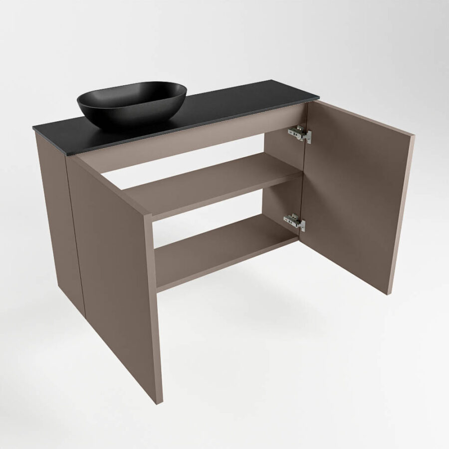 MONDIAZ FOWY toiletmeubel 80cm kleur smoke. Waskom positie links kleur urban | urban. Met 1 kraangat - Afbeelding 6