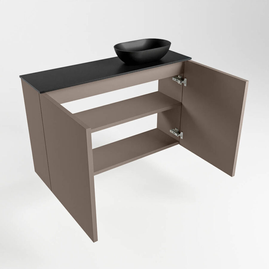 MONDIAZ FOWY toiletmeubel 80cm kleur smoke. Waskom positie rechts kleur urban | urban. Met 1 kraangat - Afbeelding 6