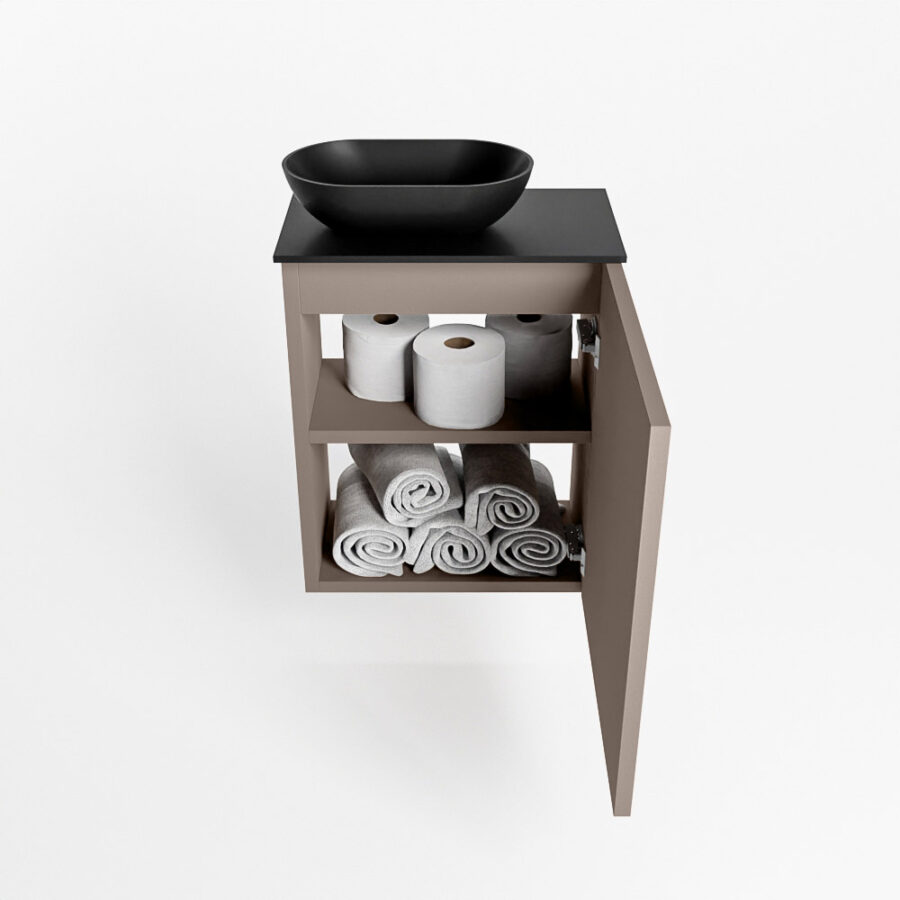 MONDIAZ FOWY toiletmeubel 40cm kleur smoke. Waskom positie links kleur urban | urban. Met 1 kraangat - Afbeelding 8