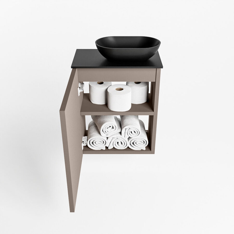 MONDIAZ FOWY toiletmeubel 40cm kleur smoke. Waskom positie rechts kleur urban | urban. Met 1 kraangat - Afbeelding 8