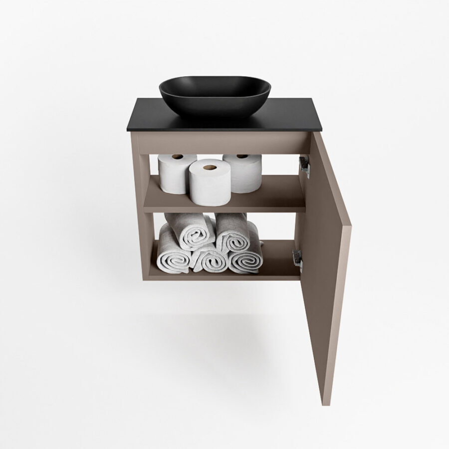MONDIAZ FOWY toiletmeubel 50cm kleur smoke. Waskom positie links kleur urban | urban. Met 1 kraangat - Afbeelding 8