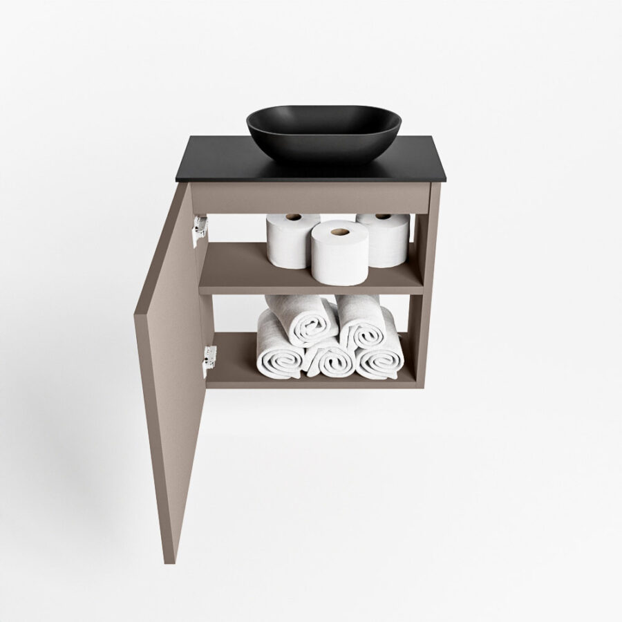 MONDIAZ FOWY toiletmeubel 50cm kleur smoke. Waskom positie rechts kleur urban | urban. Met 1 kraangat - Afbeelding 8