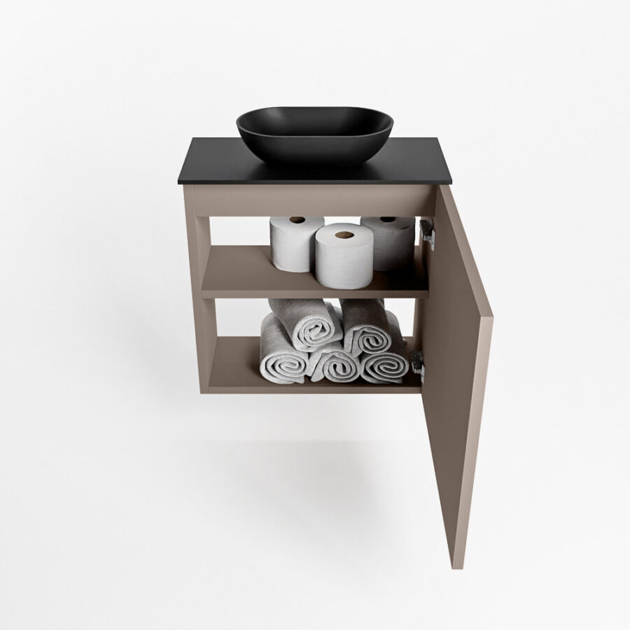 MONDIAZ FOWY toiletmeubel 50cm kleur smoke. Waskom positie midden kleur urban | urban. Zonder kraangat - Afbeelding 8