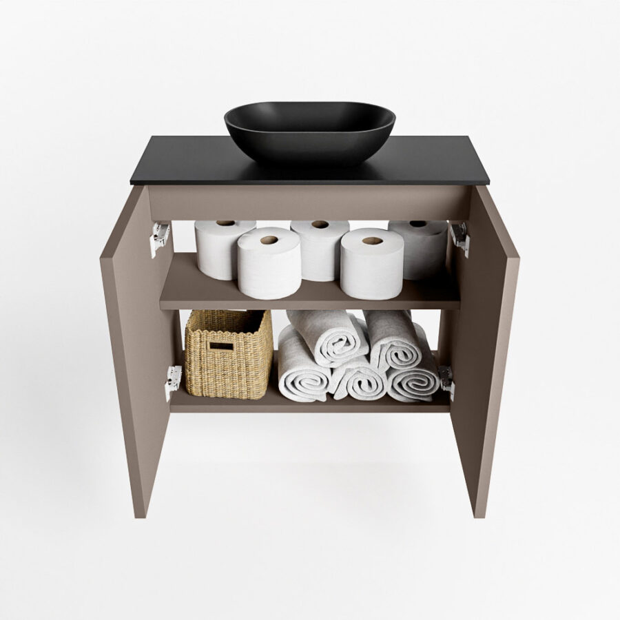MONDIAZ FOWY toiletmeubel 60cm kleur smoke. Waskom positie midden kleur urban | urban. Met 1 kraangat - Afbeelding 8
