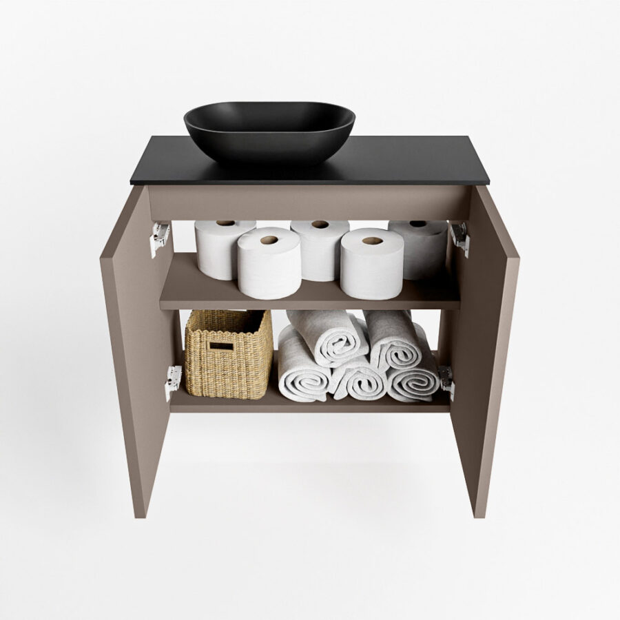 MONDIAZ FOWY toiletmeubel 60cm kleur smoke. Waskom positie links kleur urban | urban. Met 1 kraangat - Afbeelding 8