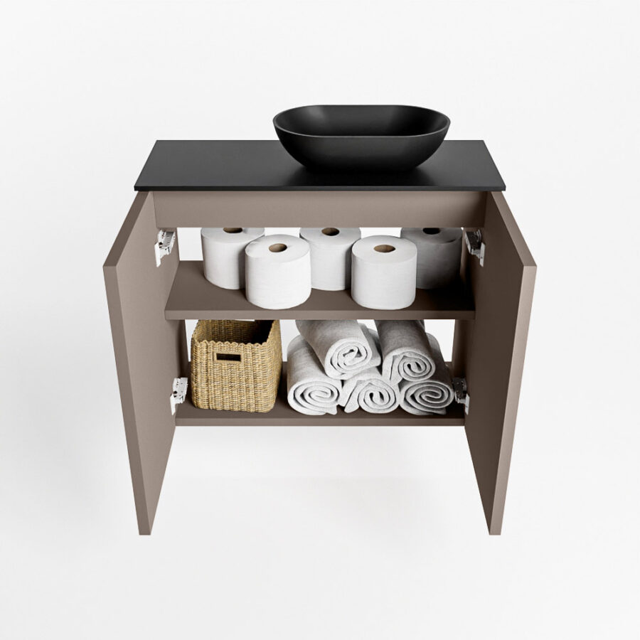 MONDIAZ FOWY toiletmeubel 60cm kleur smoke. Waskom positie rechts kleur urban | urban. Met 1 kraangat - Afbeelding 8