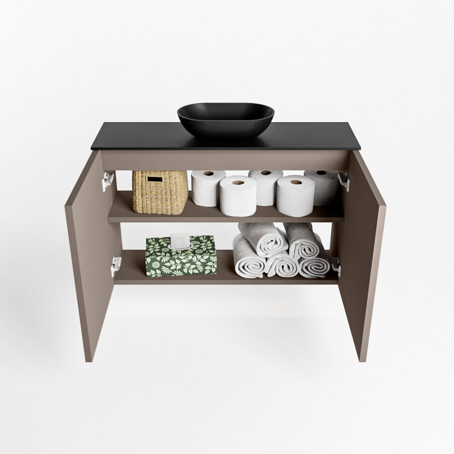MONDIAZ FOWY toiletmeubel 80cm kleur smoke. Waskom positie midden kleur urban | urban. Met 1 kraangat - Afbeelding 8
