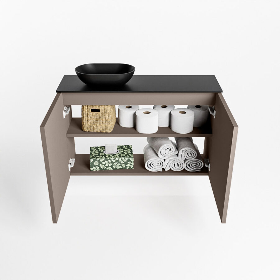 MONDIAZ FOWY toiletmeubel 80cm kleur smoke. Waskom positie links kleur urban | urban. Zonder kraangat - Afbeelding 8