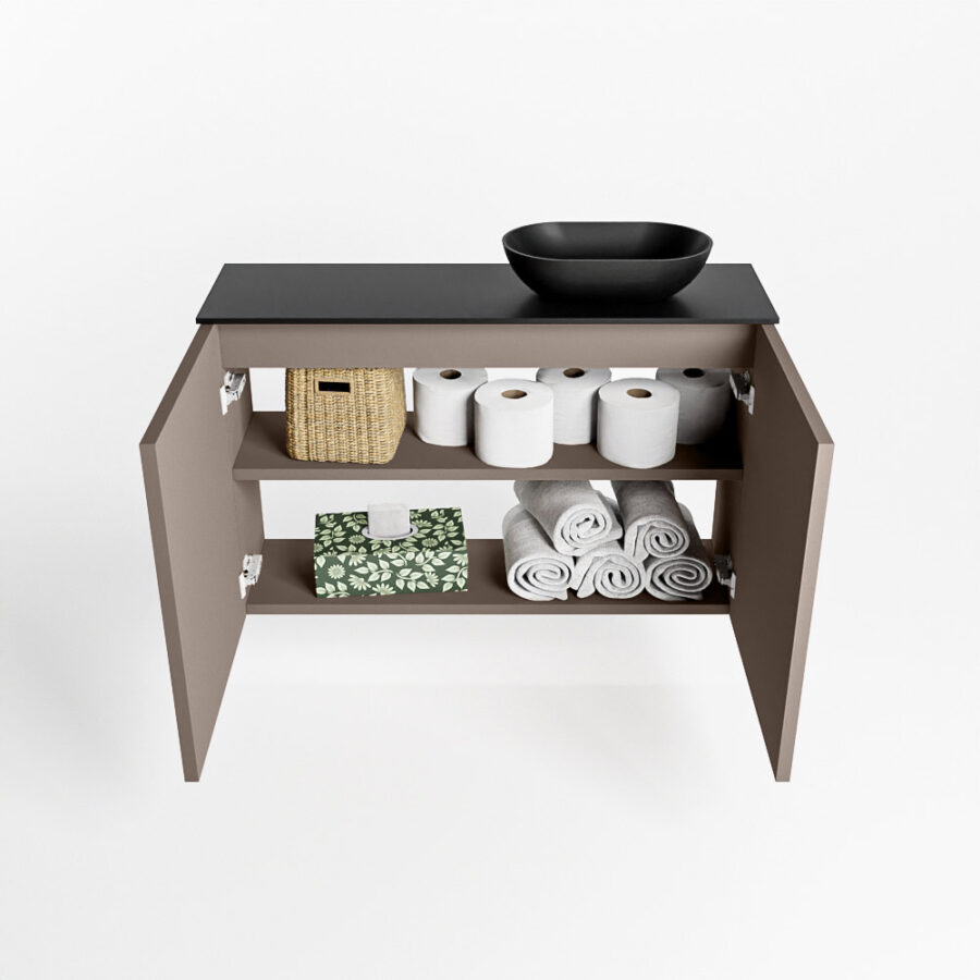 MONDIAZ FOWY toiletmeubel 80cm kleur smoke. Waskom positie rechts kleur urban | urban. Zonder kraangat - Afbeelding 8