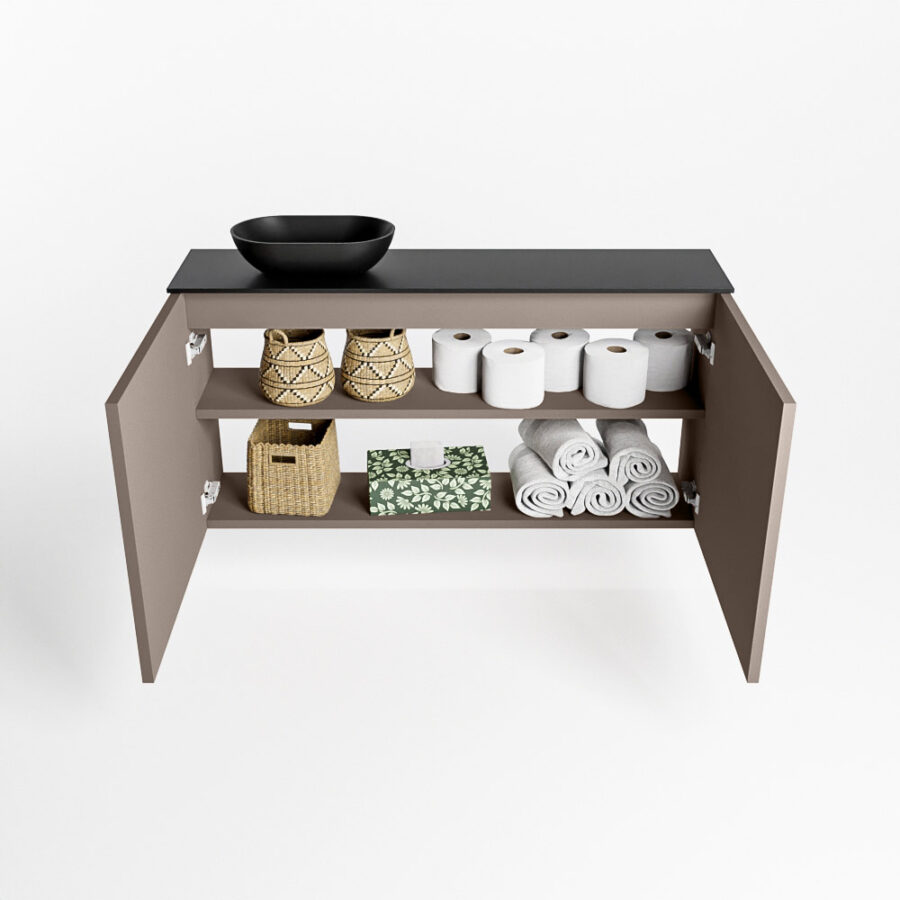 MONDIAZ FOWY toiletmeubel 100cm kleur smoke. Waskom positie links kleur urban | urban. Zonder kraangat - Afbeelding 8