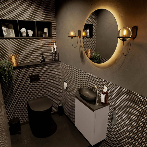 MONDIAZ FOWY toiletmeubel 40cm kleur smoke. Waskom positie links kleur urban | urban. Met 1 kraangat